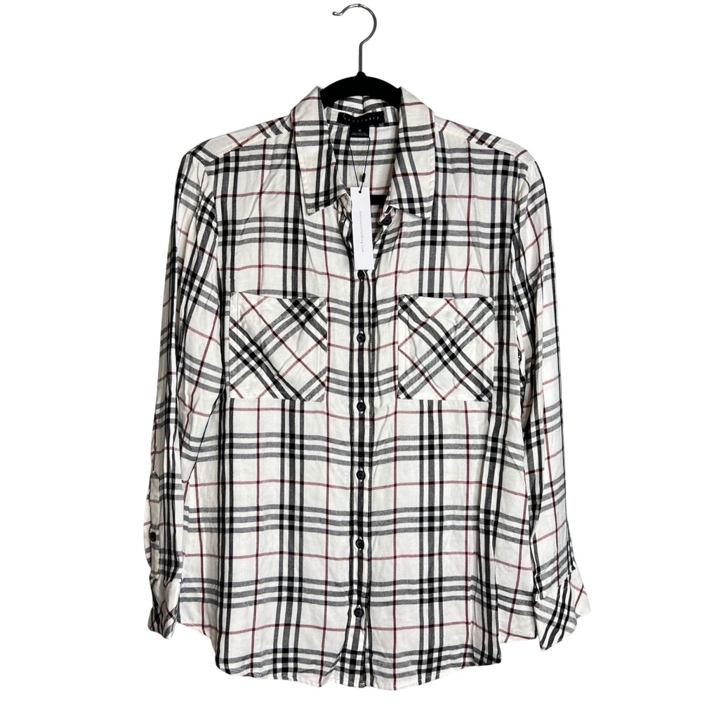 Sanctuary Plaid Button Shirt Size XS Boyfriend Long Sleeve Casual NWT